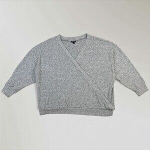 Torrid Brushed Waffle Surplice Drop Shoulder Top Gray Long Sleeve V Neck Size 4X